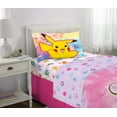 thumbnail image 2 of Pokemon Kids Twin Sheet Set, Gaming Bedding, Purple and Pink, 2 of 6
