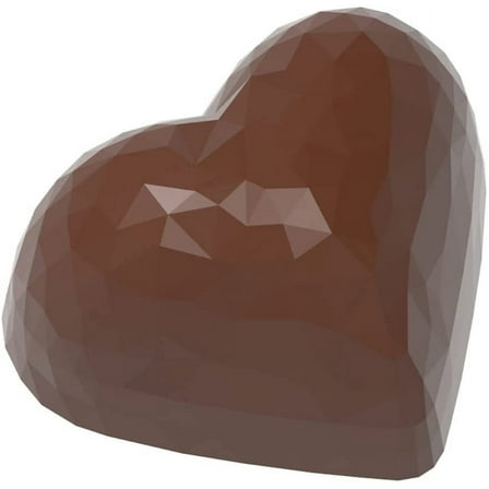 Chocolate World 1913 Polycarbonate Candy Mold with 21 Faceted-Heart Cavities, Each 36mm x 29.5mm x 19mm High