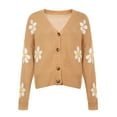 thumbnail image 6 of jsaierl Cardigan Sweaters for Women Long Sleeve Daisy Printed Button Sweater Open Front Crochet Fall Sweaters for Women Cardigan Sweater Coat Top Outwear for Women, 6 of 7