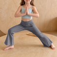 thumbnail image 7 of CPNG Girls Cotton Flare Pants Elastic High Waisted Yoga Pants Casual Sports Tights Workout Leggings Kids Solid Color Leggings, 7 of 7