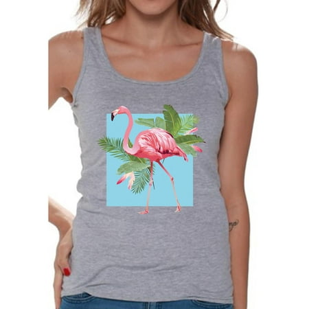 Awkward Styles Punk Flamingo Tank Top for Women Floral Flamingo Tank Summer Fitness Shirt for Women Floral Sleeveless Shirt Flamingo Gifts for Her Beach Party Outfit Beach Tank Pink Flamingo