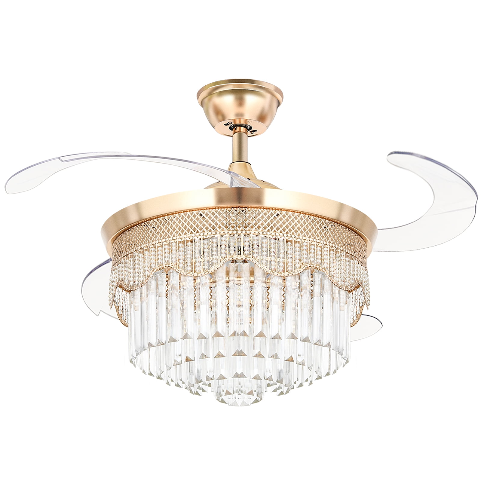 DWVO 42in Crystal Ceiling Fan With LED Light and Remote Control, Indoor