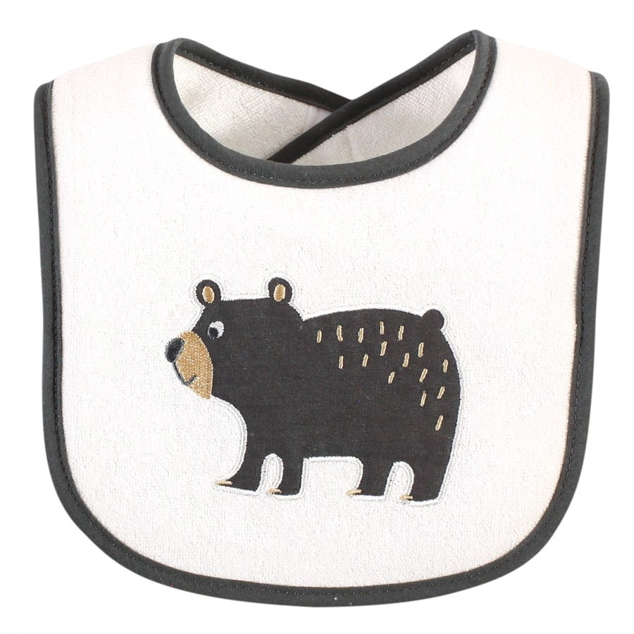 Hudson Baby Infant Boy Cotton Terry Drooler Bibs with Fiber Filling, Boy Woodland, One Size