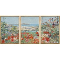 PixonSign Framed Canvas Print Wall Art Set Watercolor Pastel Flower Field Coastal Landscape Nature Wilderness Illustrations Modern Art Decorative Floral Botanical Minimal - 24"x36"x3 Natural