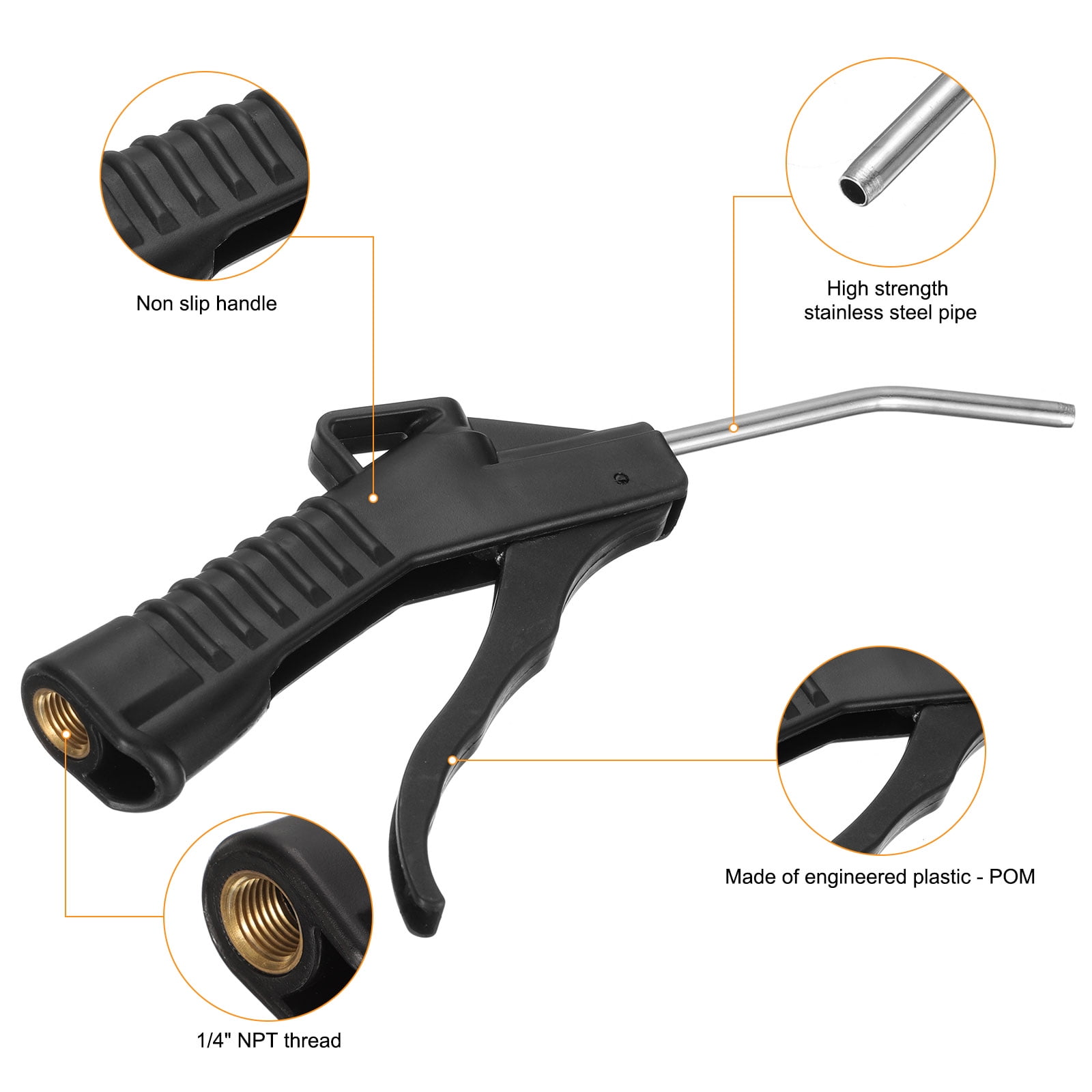 4pcs Air Blow Gun 4.25" High Flow Air Compressor Blow Gun with Angled Bent for Industrial Household Air Tools