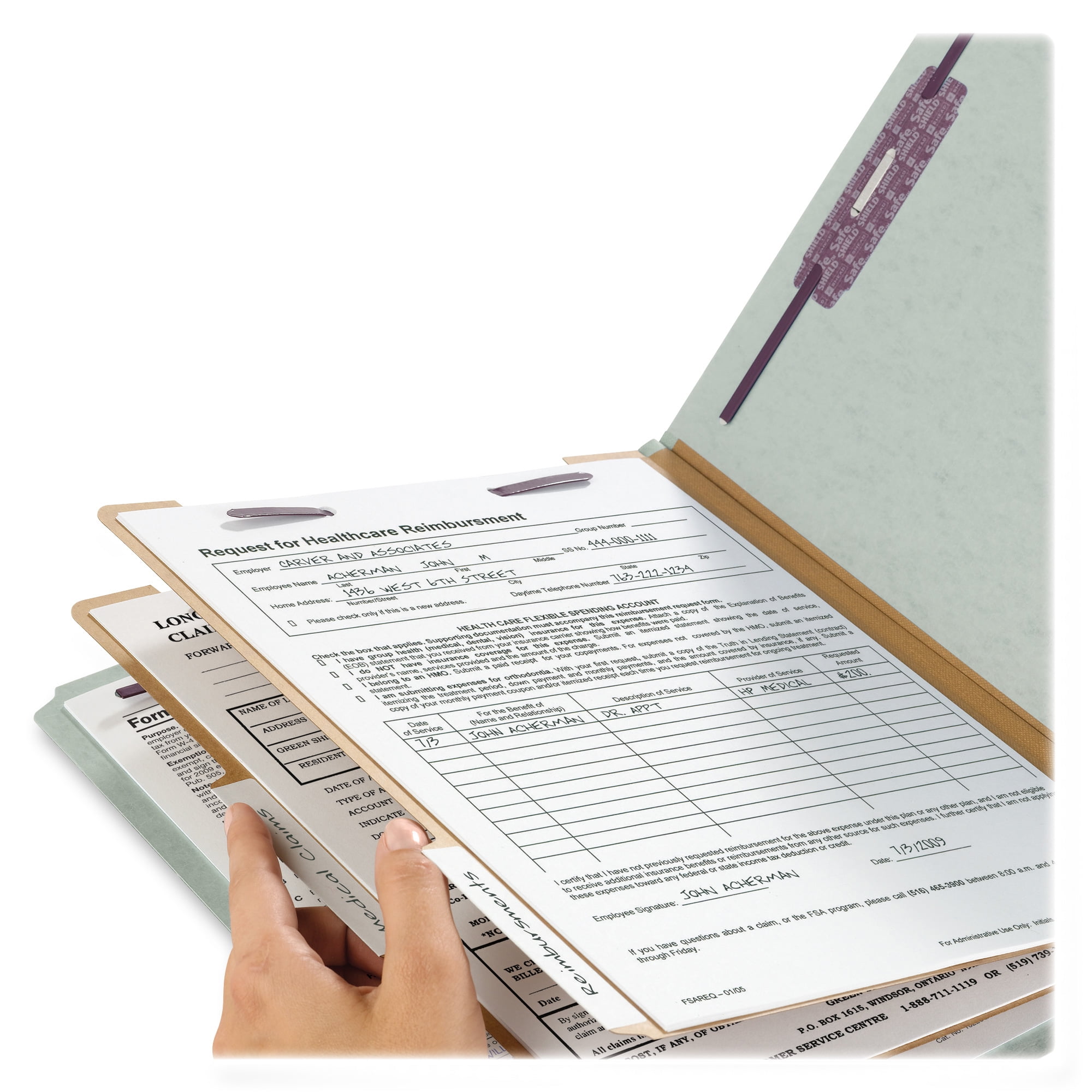 Smead SafeSHIELD® End Tab Class Folder GY/GN 10/BX Letter (26810)