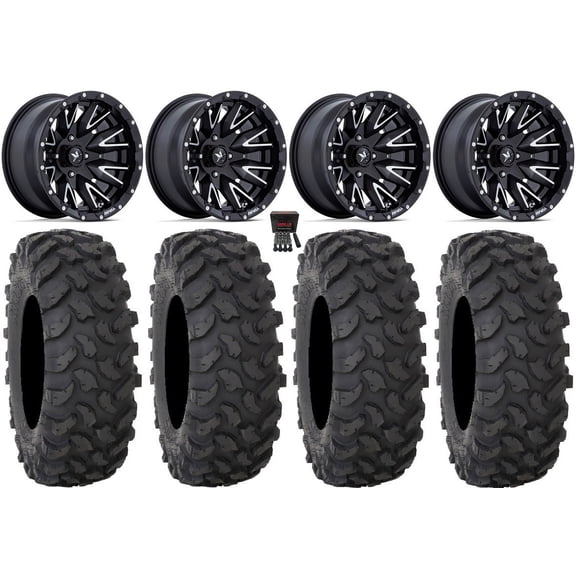 MSA Creed 14" Wheels Machined 27" XTR370 Tires Yamaha Viking Wolverine YXZ1000R CFMoto ZForce 950 UForce 1000