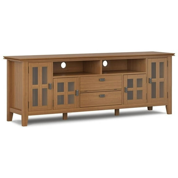 Trent Home Wood 72" Transitional TV Media Stand in Honey Brown For TVs up to 80"