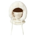 thumbnail image 6 of Women's 3-in-1 Ribbed Knit Hat with Integrated Scarf, Winter Face Mask Beanie, Thermal Ear Flap Trapper Cap, Cold Weather Balaclava Style, Unisex Outdoor Winter Gear - White, 6 of 7