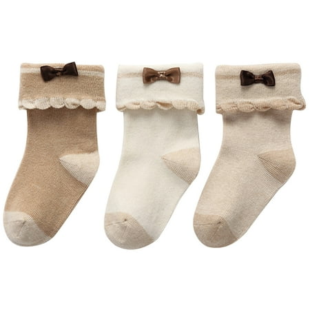 

6 Pairs Baby Socks Soft Cute Bow Decor Breathable Cotton Socks Crew Socks