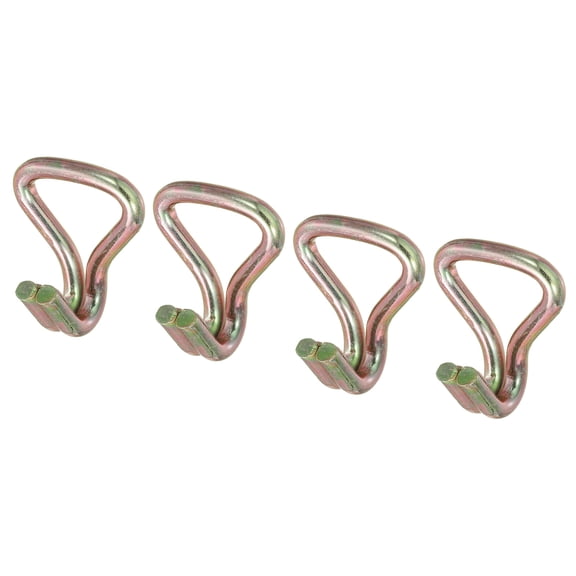 Ratchet Double J Strap Hook Load 1763 Lbs Zinc Color for 1.1" Tie Down Strap Webbing, 4 Pack