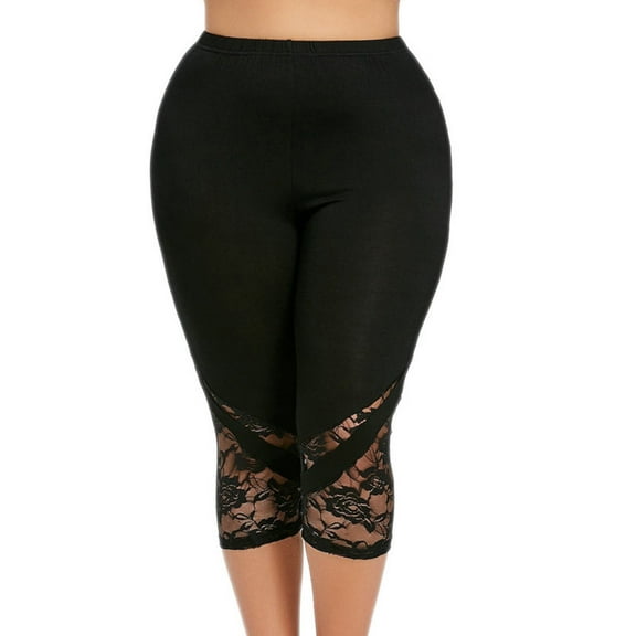 SELONE Jeggings for Women Lace Capris Casual Utility Dressy Everyday Soft Jeggings Compression Leggings Women Capris Leggings for Women Capri Jeggings for Women Athletic Leggings for Women 9-Black XL