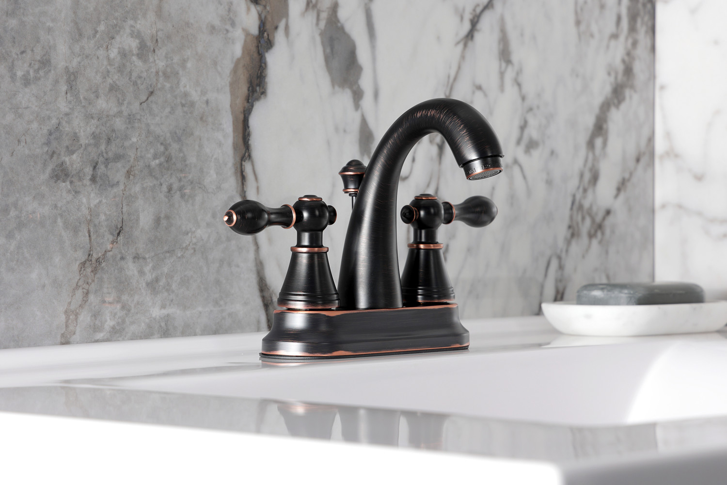 Fauceture 4-Inch Centerset Bathroom Faucet in Naples Bronze with Ceramic Disc by Kingston Brass
