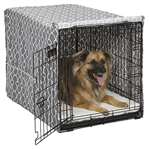 MPPMidwest Dog Crate Cover Quiet Time Private Secure Comfort Cool Grey Pattern (36")