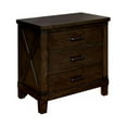 thumbnail image 2 of Miekor Furniture Rustic Style Dark Walnut Finish 1pc Nightstand Bedroom Furniture Solid wood 3-Drawers bedside Table Black Bar Pulls B5A4719, 2 of 6