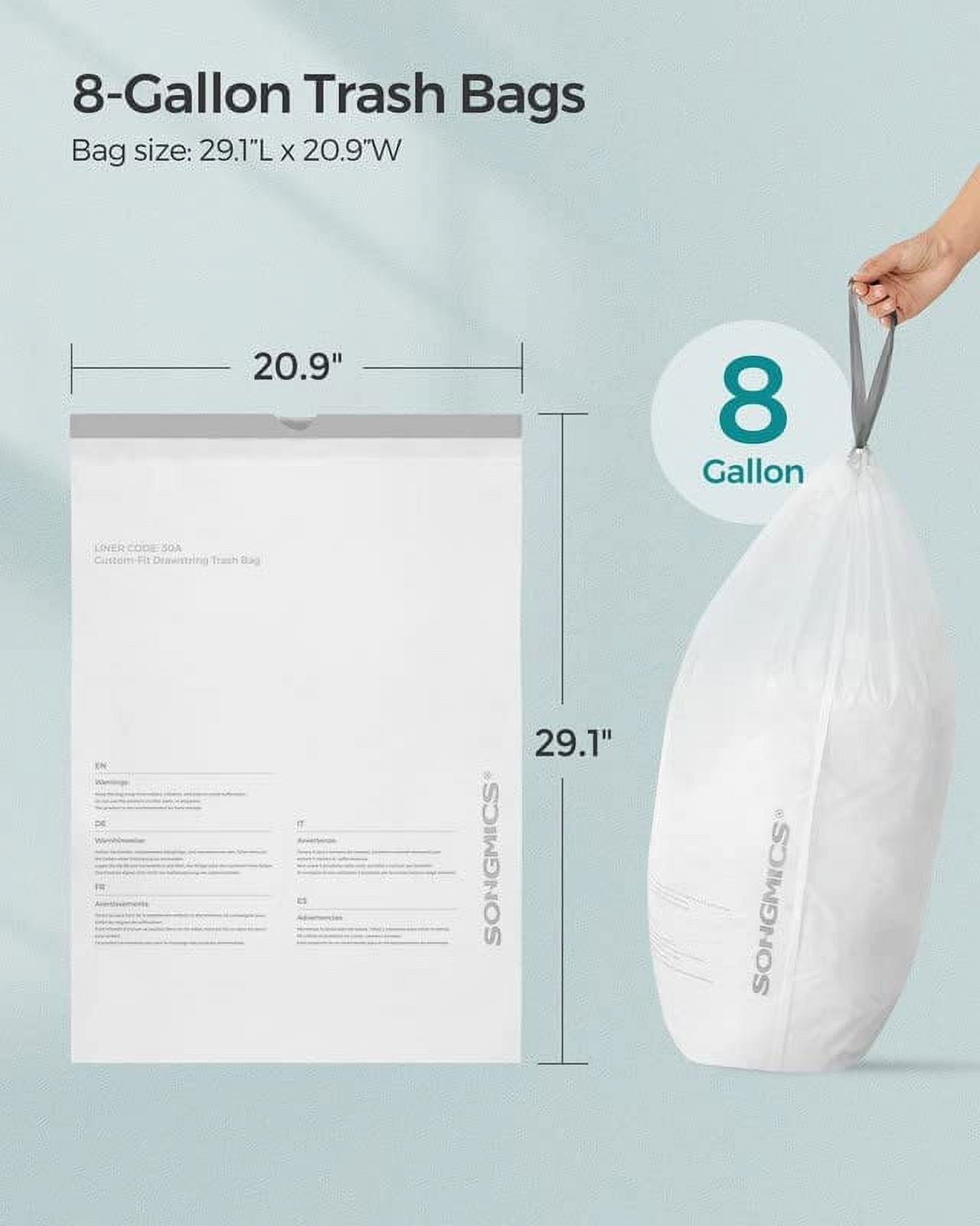 SONGMICS Trash Bags for 13.2 Gallon Trash Cans, Drawstring Garbage Bags,  Liner Code 050A, 1 Roll, 40 Count, White UKRB050A01 - Yahoo Shopping