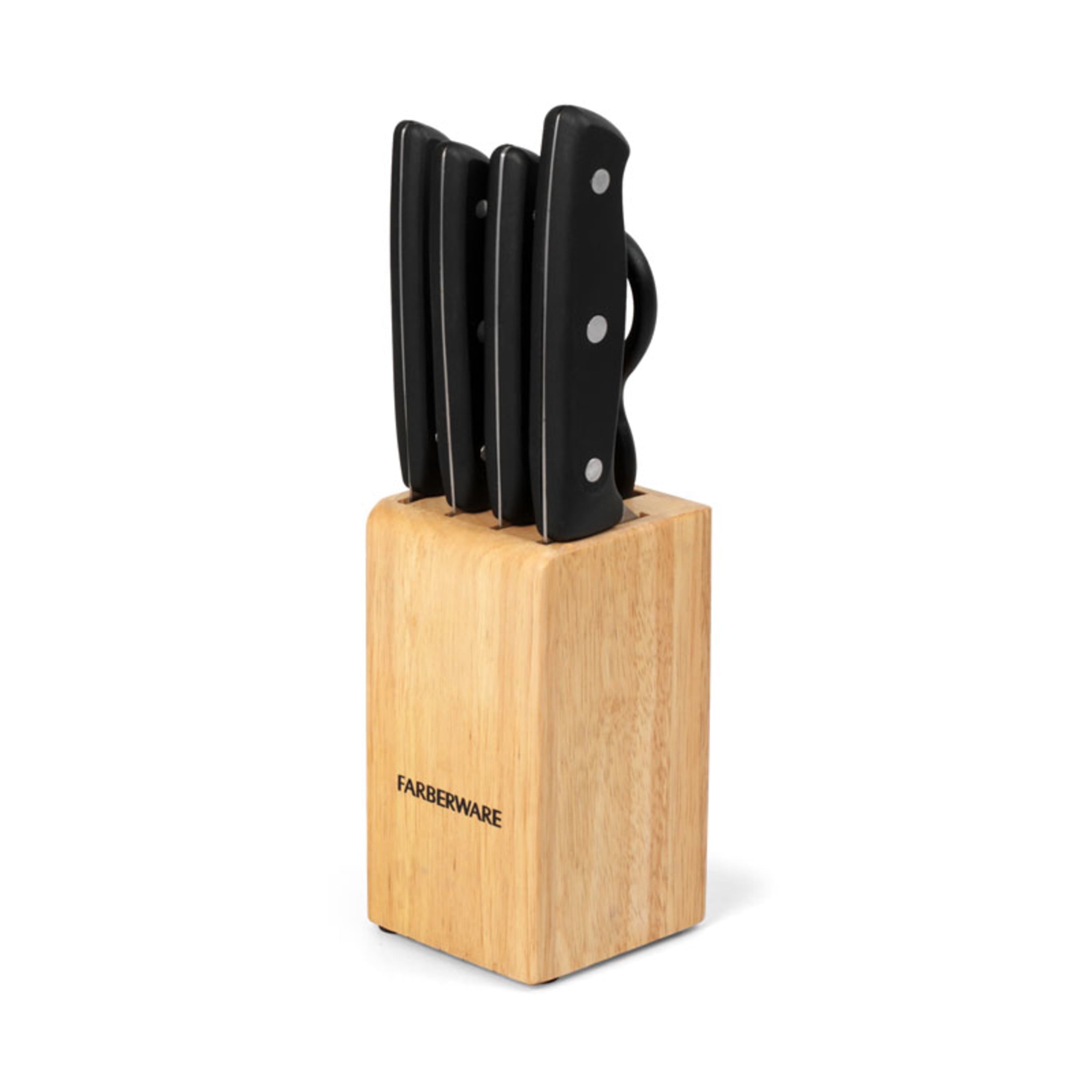 (4 pack) Farberware Classic Stainless Steel 6-Piece Tripe-Riveted Knife Set with Black Handle