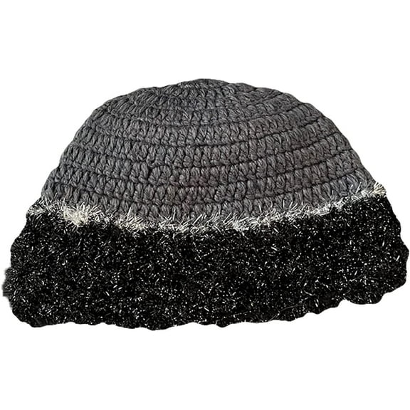 CoCopeaunts Bucket Hats for Women Color-Blocked Knitted Hand-Woven Autumn Winter All-Match Sun Protection Basin Caps for Girl