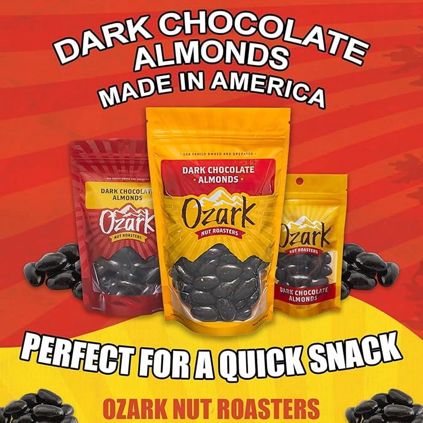 OZARK NUT ROASTERS, Dark Chocolate Almonds, Dark Chocolate Coated Flavored Snacks, World-Class Gourmet Candied Nuts, Resealable Pack (16 oz)