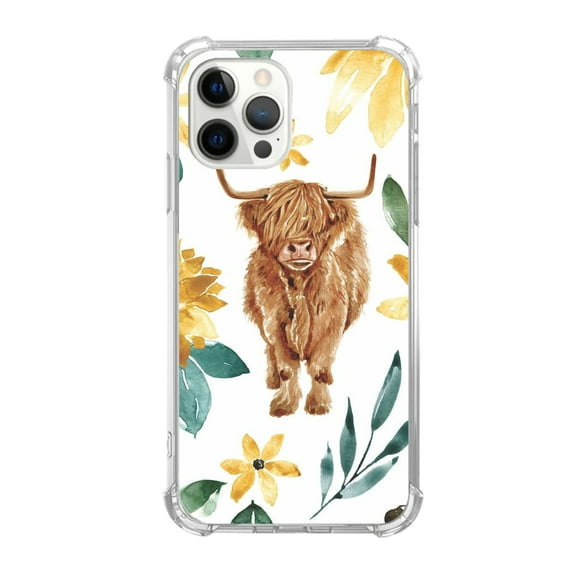 Highland Cow Case for iPhone 13 Pro Max,Aesthetic Art Design TPU Bumper Cover Case