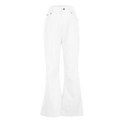 Fgnfyis 70s Disco Pants for Men Cowboys Stretch Bell Bottom 60s 70s Flared Leg Denim Jeans Vintage Bootcut Denim Pants White XL