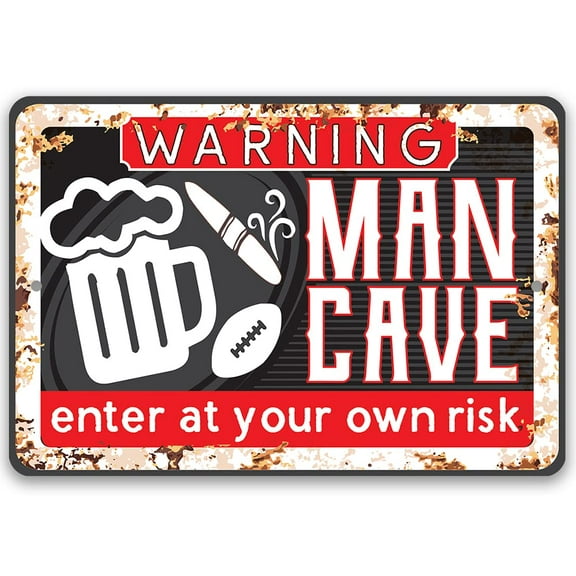 Funny Signs for Man Cave Décor - Metal Sign Man Cave Accessories - Indoor/Outdoor Vintage Tin Signs - Man Cave Signs and Decor, Home Bar Decor, Father's Day Gift, (8" x 12", At Your Own Risk)