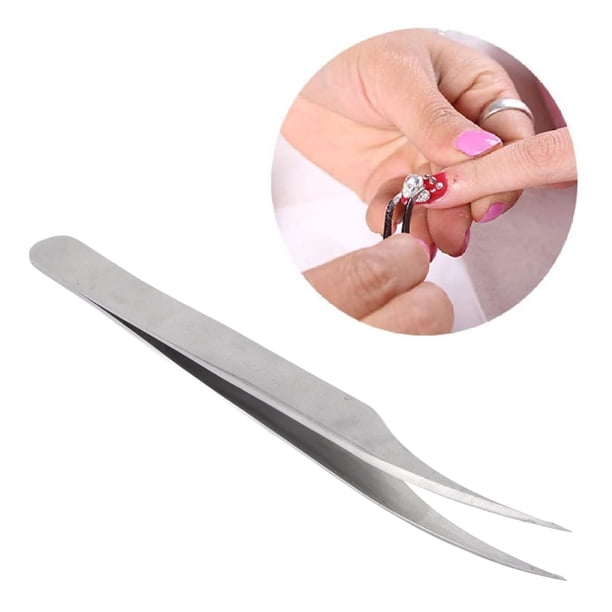 Pinzas Para Uñas Con Punta, Pinzas Curvas Multifuncionales Con Punta De Acero Inoxidable Para Herramienta De Decoración De Uñas