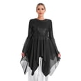 thumbnail image 5 of iiniim Women's Sequins Chiffon Praise Dance Tunic Tops Long Flare Sleeve Worship Church Dance Overlays Black XL, 5 of 6