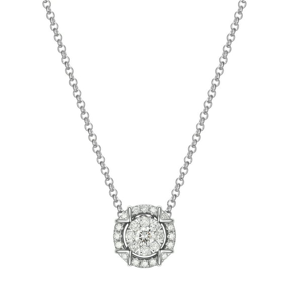 Forever Facets Women's 1/2 CTW Lab Grown Diamond Platinum Over Sterling Silver Necklace