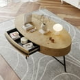 thumbnail image 6 of Emorefun 47.2" Coffee Table with Storage, Oval Center Table for Living Room, Golden Willow, 6 of 7