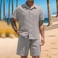 thumbnail image 2 of Miluxas Mens 2PC Beach Hawaii Sets Button Down Short Sleeve Collared Shirt High Waist Shorts Summer Spring Soft Tropical Outfits Gray L(L), 2 of 6