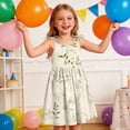 thumbnail image 4 of Amzcrzy Girls Dress 2026 Cute Print Crew Neck Summer Sundresses Spaghetti Strap with Tie Shoulder Bow Ruffled Tiered Dresses Casual Flowy A Line White Midi Dress @1 2 Years, 4 of 9