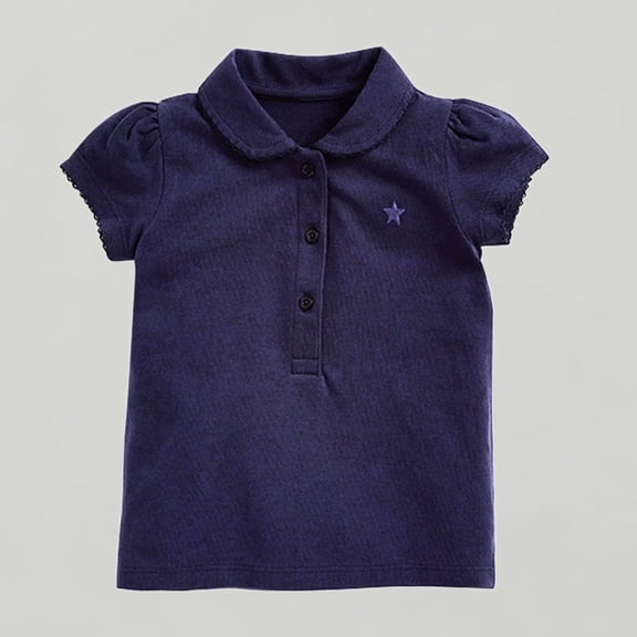 Xijirk Girls Short Sleeve Polo Classic Collar & 3-Button Placket Casual Daily & Outdoor Top,18-24 Months