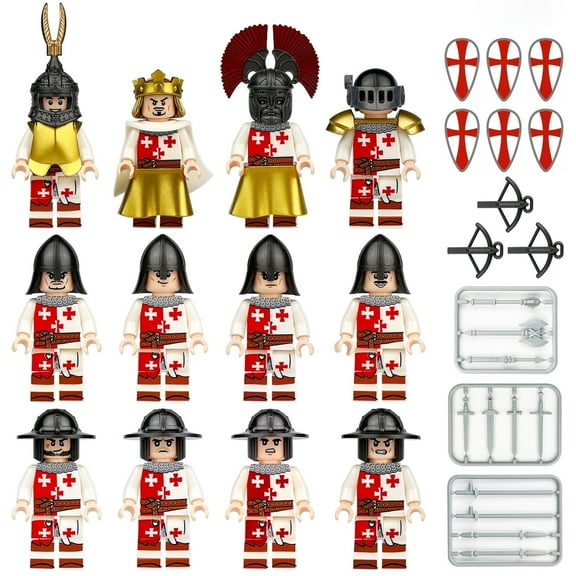 Soapjuice 12 Pcs Medieval Knights Minifigures Building Blocks Toy, Ancient Military Armor Soldiers Action Figures AssembleToys for Kids Christmas Birthday Gift