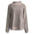 thumbnail image 3 of Sweatshirt for Women Oversized Solid Color Loose Pullover Casual Half High Neck Split Wide Sweatshirts, 3 of 3