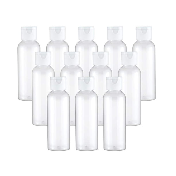 Botellas de viaje TANCANO de plástico transparente de 100 ml con tapa abatible x12