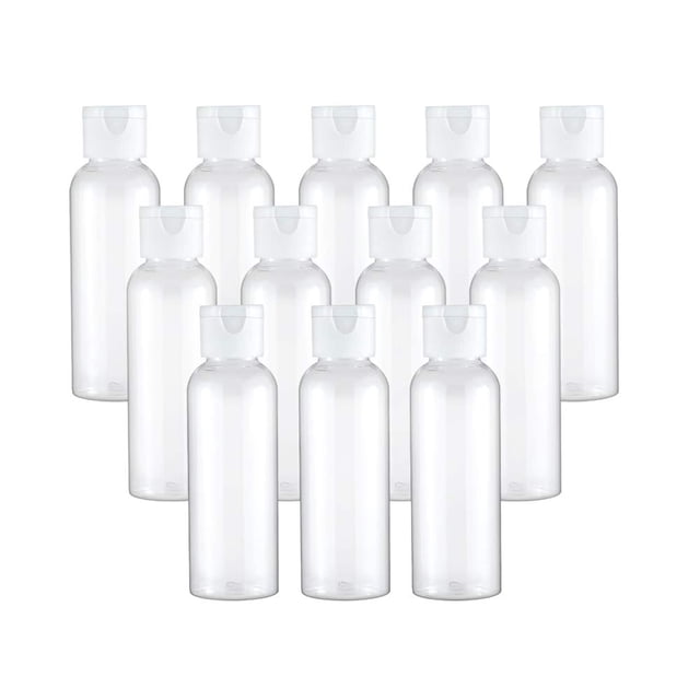 Botellas de viaje TANCANO de plástico transparente de 100 ml con tapa abatible x12