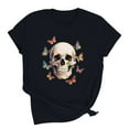 thumbnail image 4 of Cxenplz Graphic Tees for Women Funny Skull T-Shirt Plus Size Summer Tops Cute Casual Short Sleeved Blouses Fashion Clothes, 4 of 6