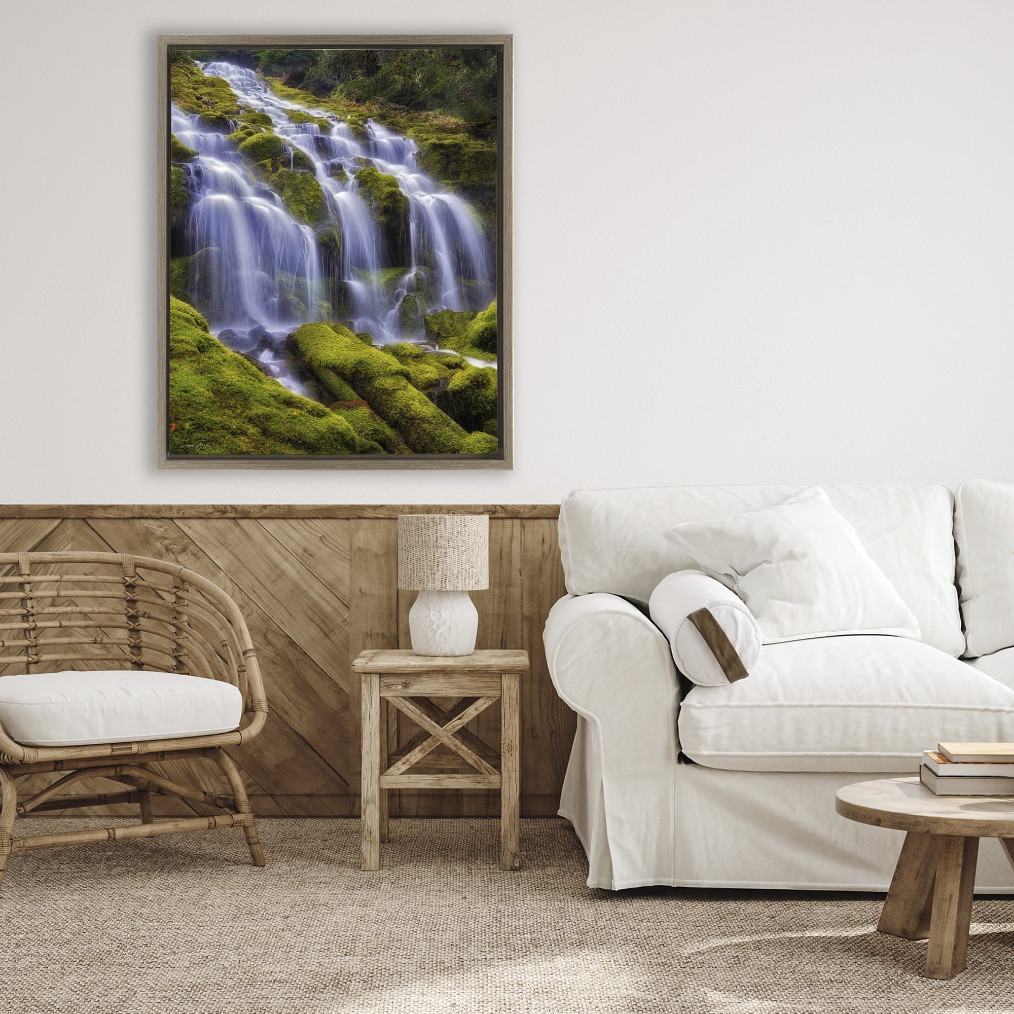 Stupell Industries Upper Proxy Falls Brown Framed Floater Canvas Wall Art, design by Dennis Frates