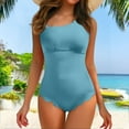 thumbnail image 2 of Zszcpp Bikinis Sets For Women Bathing Suits One Shoulder Ribbed Scalloped Cutout 1 Piece Full Coverage Swim Suit Swimsuit Sets Swimwear, 2 of 7