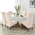thumbnail image 2 of Bilot Large Dining Chair Covers Stretch Suede Velvet XL Size Chair Slipcover Spandex Soft Washable Chair Protector Seat Covers for Dining Room Kitchen Hotel Wedding Banquet (6 Pack, Beige), 2 of 8