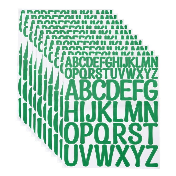 624 Pieces Vinyl Letter Stickers, 12 Sheets 2 Inch Dark Green Artistic Font Self-Adhesive Cute Alphabet Stickers