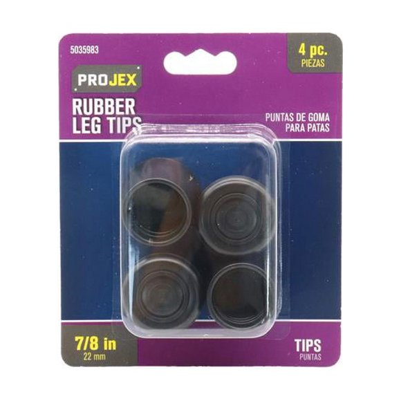 Projex 5035983 0.875 Po Pointe de Jambe en Caoutchouc Noir Rond&44; Pack de 4