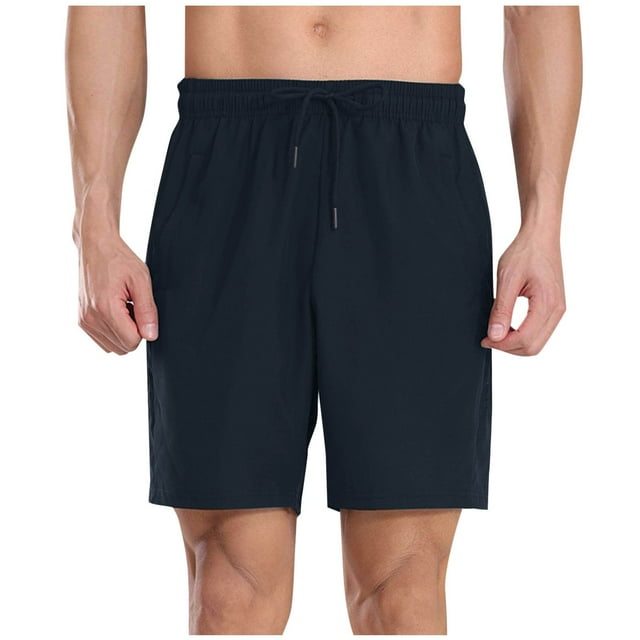 Besolor Men's Running Shorts Elastic Waist Drawstring Quick Dry Summer Workout Gym Athletic Shorts with Pockets
