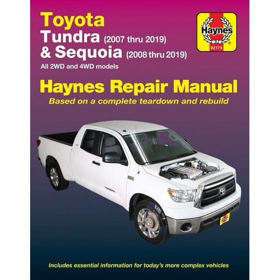 Toyota 2WD & 4WD Tundra (07-19) & Sequoia (08-19) Haynes Repair Manual ^