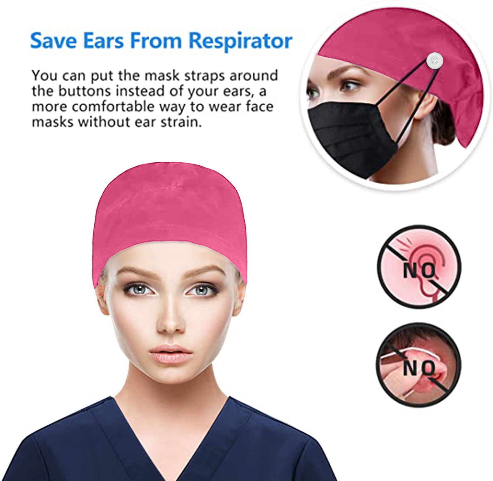Pinkpaopao Scrub Cap With Buttons 