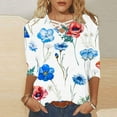 thumbnail image 2 of YABCSAZ Womens Tops 3/4 Sleeves V Neck Floral Print T Shirts Casual Loose Fit Pullover Tunic Tops Fall Trendy Casual Tee Shirts Womens Summer Tops Summer Saving Clearance!, 2 of 5