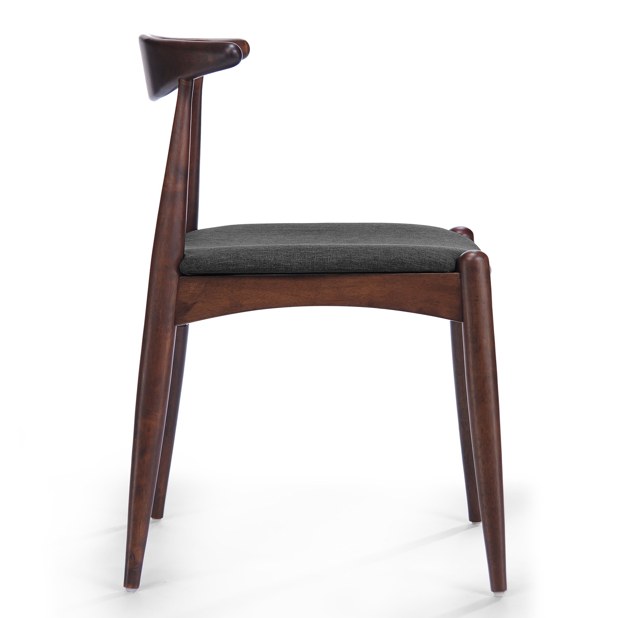 Bellamy Studios Trieste Mid Century Fabric Dining Chairs, Charcoal, Walnut