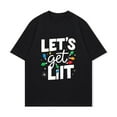 thumbnail image 4 of Christmas T Shirt Black Lets Get Lit With Colorful Lights And Sparkles Holiday Party Wear, 4 of 4