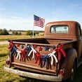 thumbnail image 3 of Lypsnake 4th of July Patriotic Crochet Bow Garland, Hand Knit Red White Blue Bow Star Strung Banner, Hanging Ornament for 250th Anniversary Memorial Day Porch Holiday Party Arrangement, 3 of 9